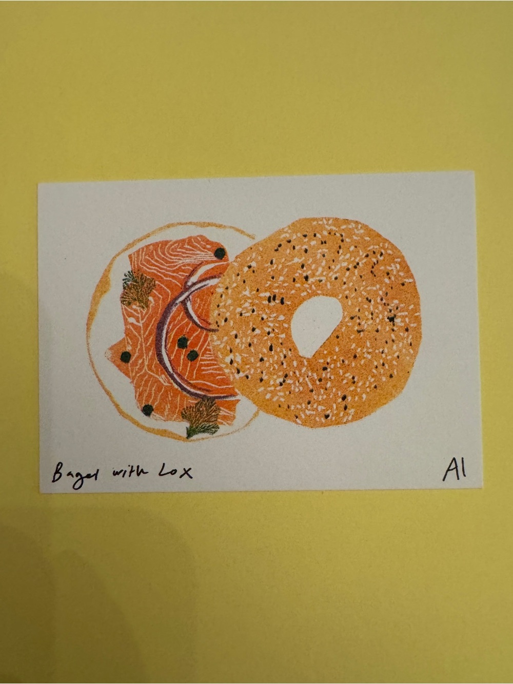 Anastasia Inciardi BAGEL and LOX MINI PRINT. From Whitney Museum, NYC.